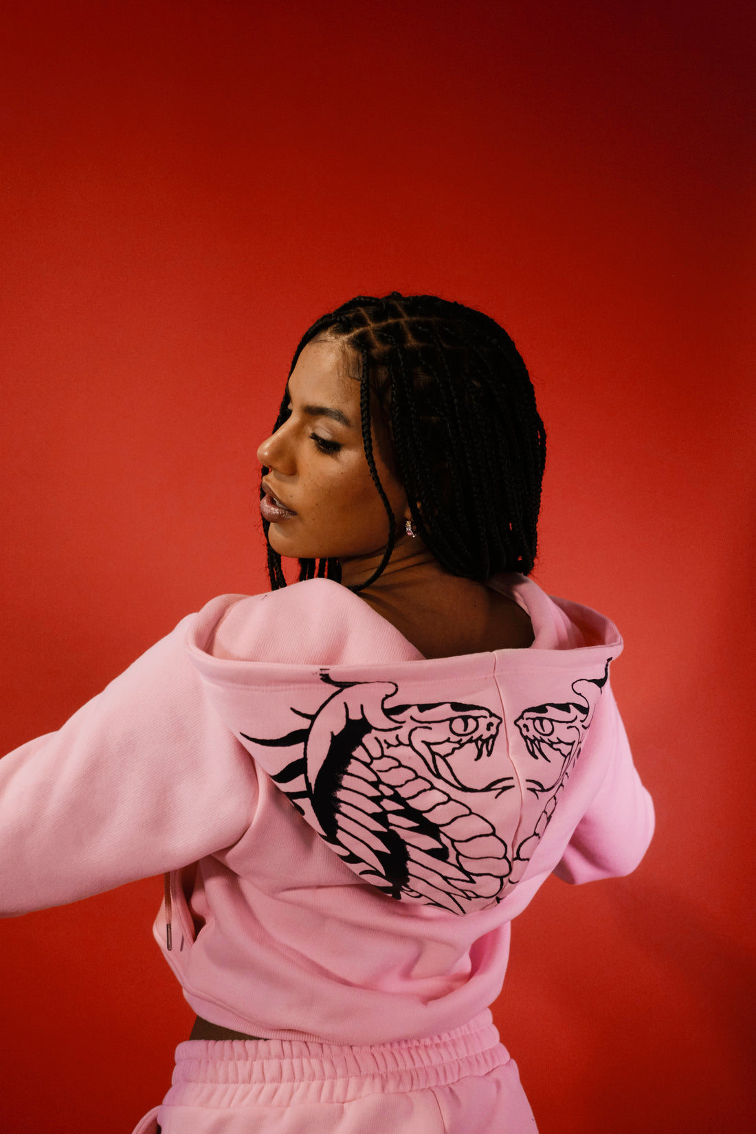 Hoodie Feminino "Two Headed Snake" Pink