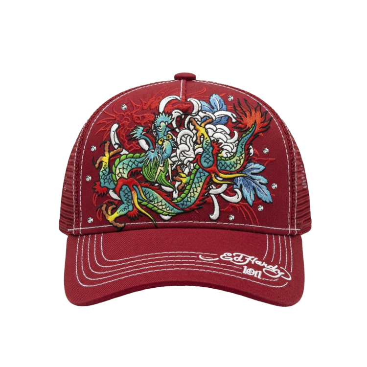 Boné Vermelho Com Bordado & Strass 
