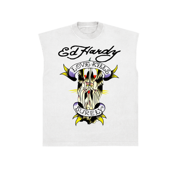 Sleeveless Tee "Love Kills Surely" White
