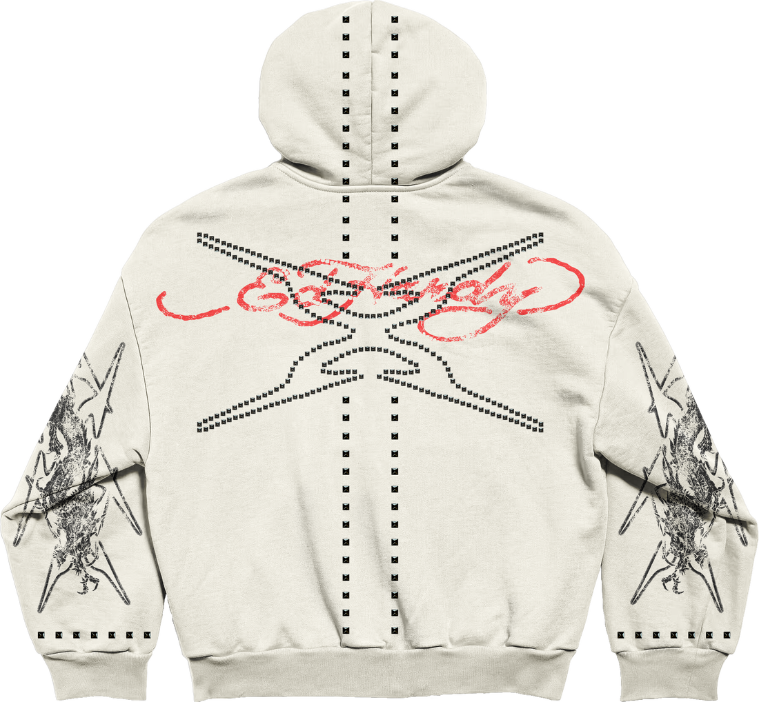Blusa de Moletom com Zíper Off White Ed Hardy x Matuê II