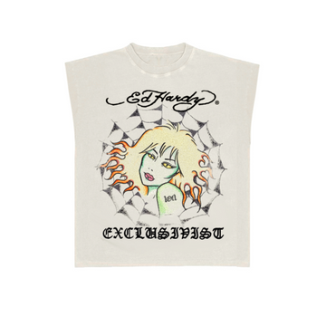 1of1 Ed Hardy "The G1RLnextdoor" Sleeveless Tee Off White