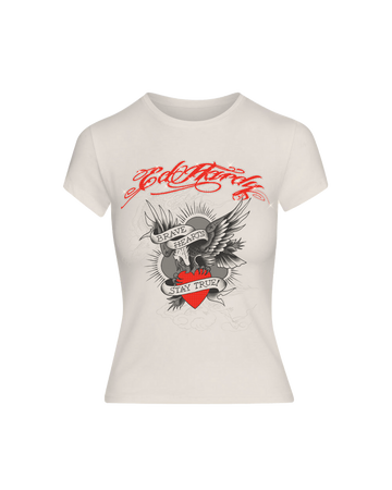 Baby Tee Off White "Brave Hearts"