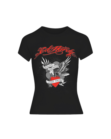 Baby Tee Preta "Brave Hearts"