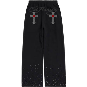 Calça Moletom Preta "Cruz" Ed Hardy x Matuê