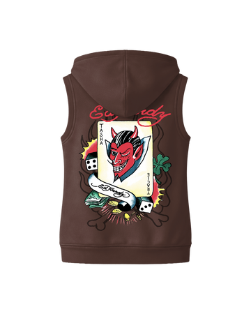 Colete de Moletom com Capuz Marrom Ed Hardy by Tasha & Tracie