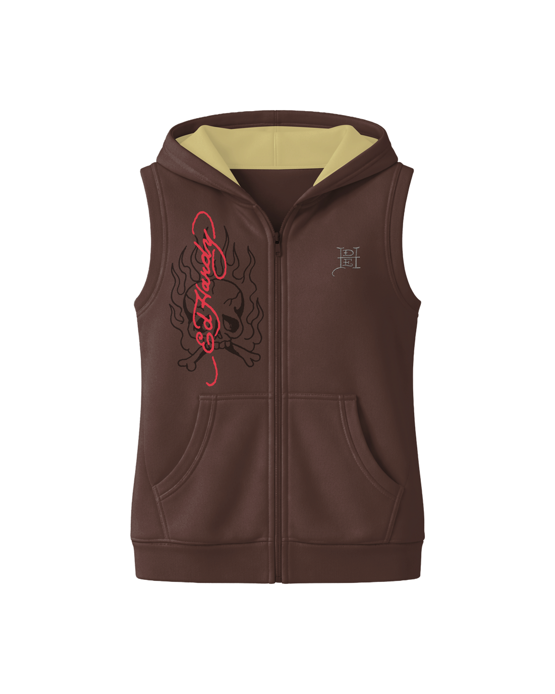 Colete de Moletom com Capuz Marrom Ed Hardy by Tasha & Tracie