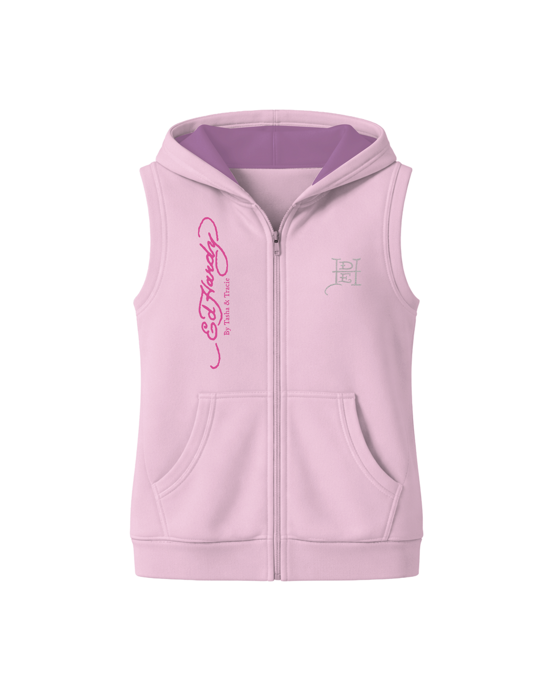 Colete de Moletom com Capuz Rosa Ed Hardy by Tasha & Tracie