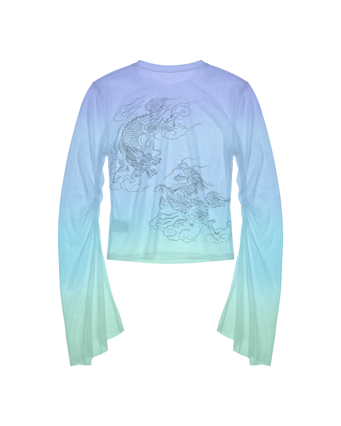 Blusa Manga Longa de Tule Azul Ed Hardy by Tasha & Tracie