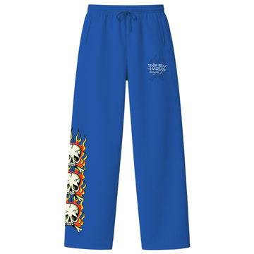 Calça de Moletom "Flaming Skull" Azul