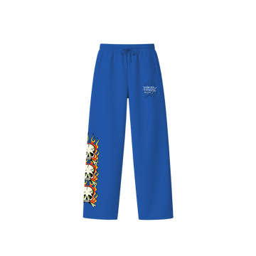 Calça de Moletom "Flaming Skull" Azul
