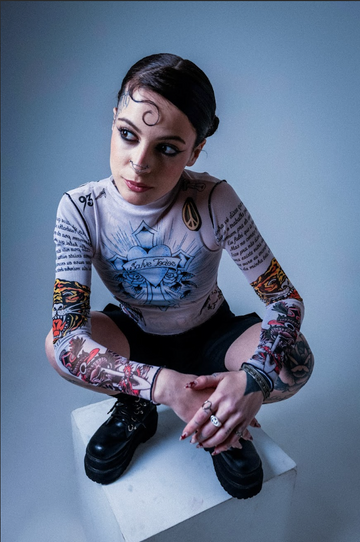 Tule Feminino Bege "Tattooed Skin 2" Ed Hardy x Matuê