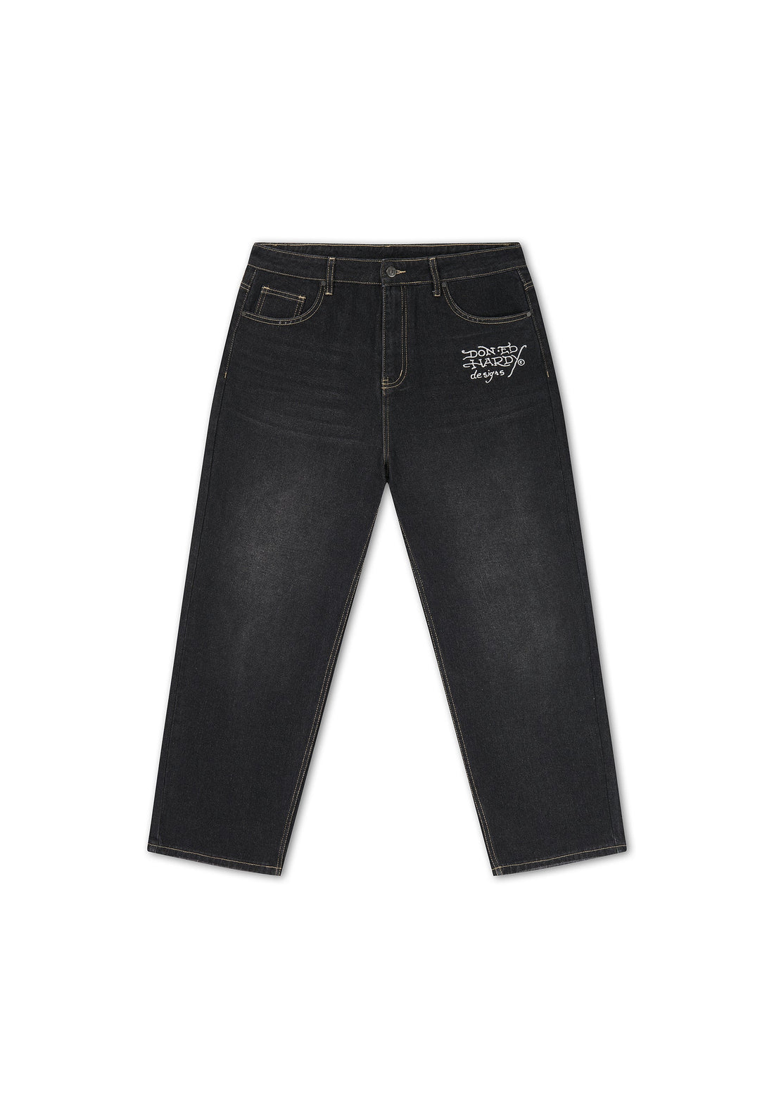 Calça Jeans Flying Skull Washed Black Ed Hardy Unissex