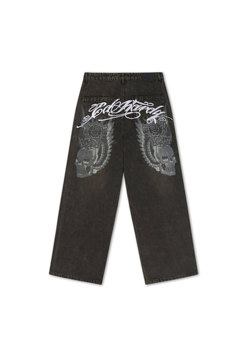 Calça Sarja Washed Black Ed Hardy Unissex