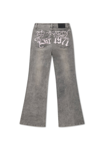 Calça Jeans Flare Serpent Cinza Ed Hardy Feminina