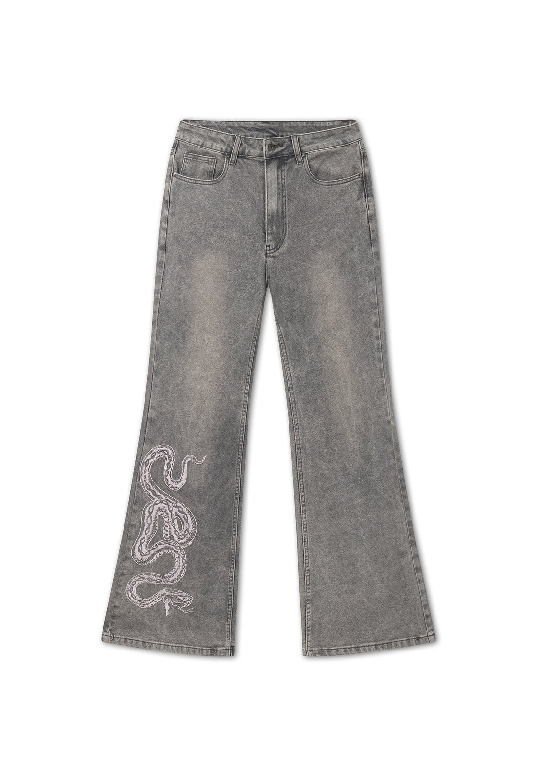 Calça Jeans Flare Serpent Cinza Ed Hardy Feminina