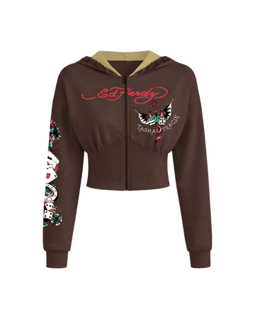 Blusa de Moletom com Pelinho Marrom Ed Hardy by Tasha & Tracie