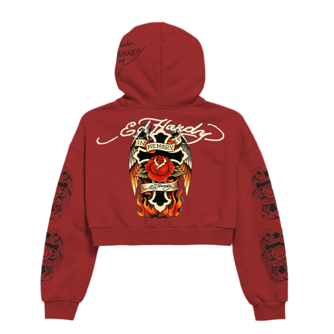 Blusa de Moletom Cropped Vermelha "In Memory"