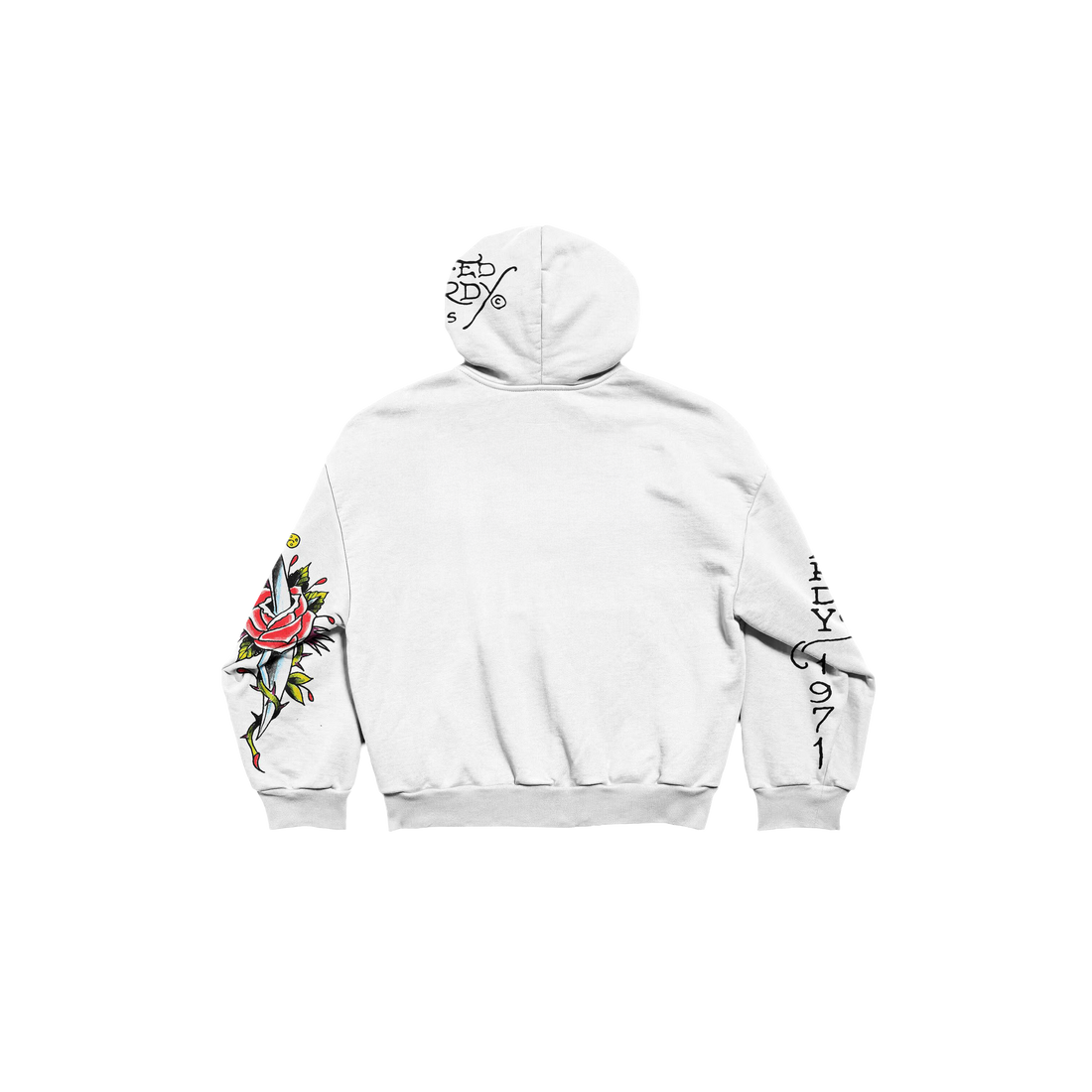 Hoodie Zip Off White Rhinestone "EDH 1OF1 FOREVER" Ed Hardy & 1OF1 Exclusivist