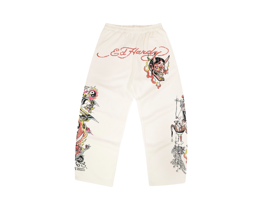 Ed Hardy x Matuê "Fortal" Calça Moletom Off White