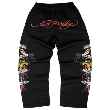 Calça Moletom Preta "By Matuê" Ed Hardy x Matuê