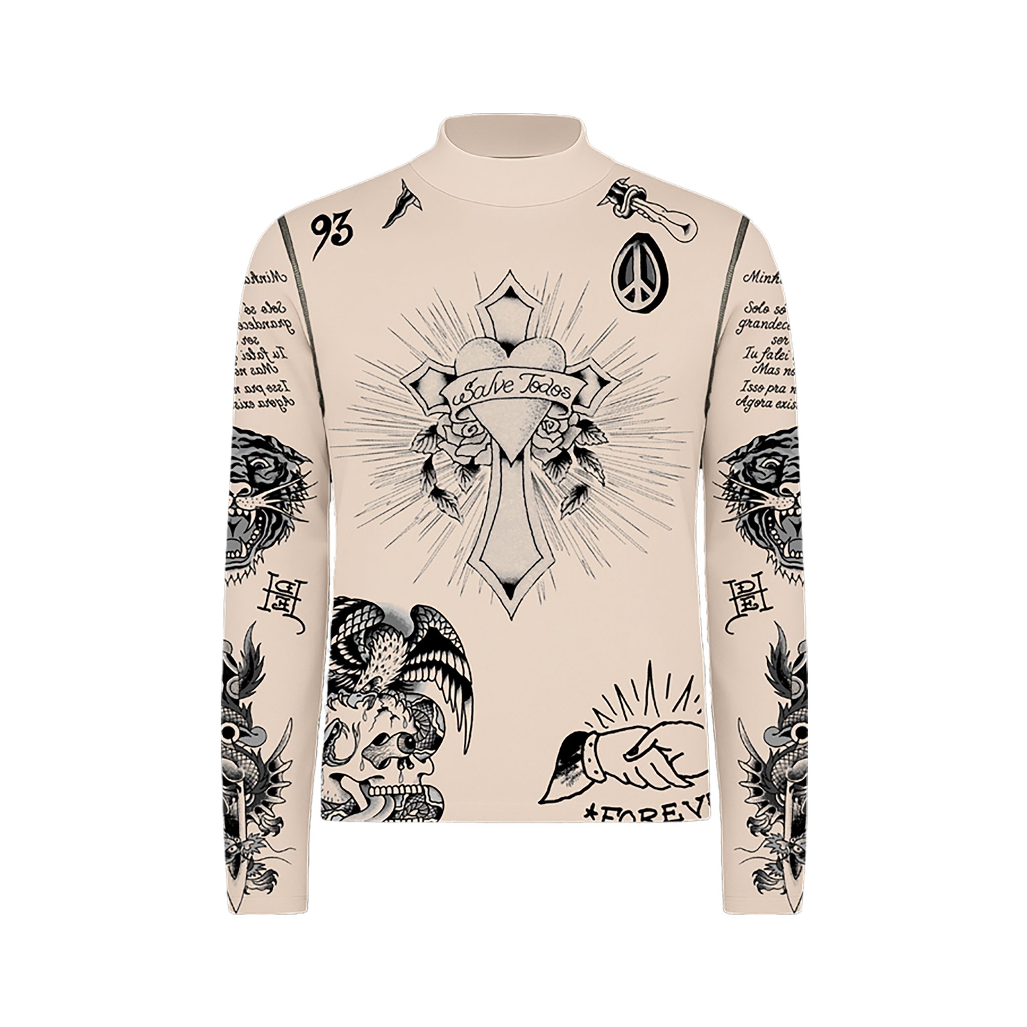 Ed Hardy x Matuê "Tattooed Skin" Tule Masculino Bege