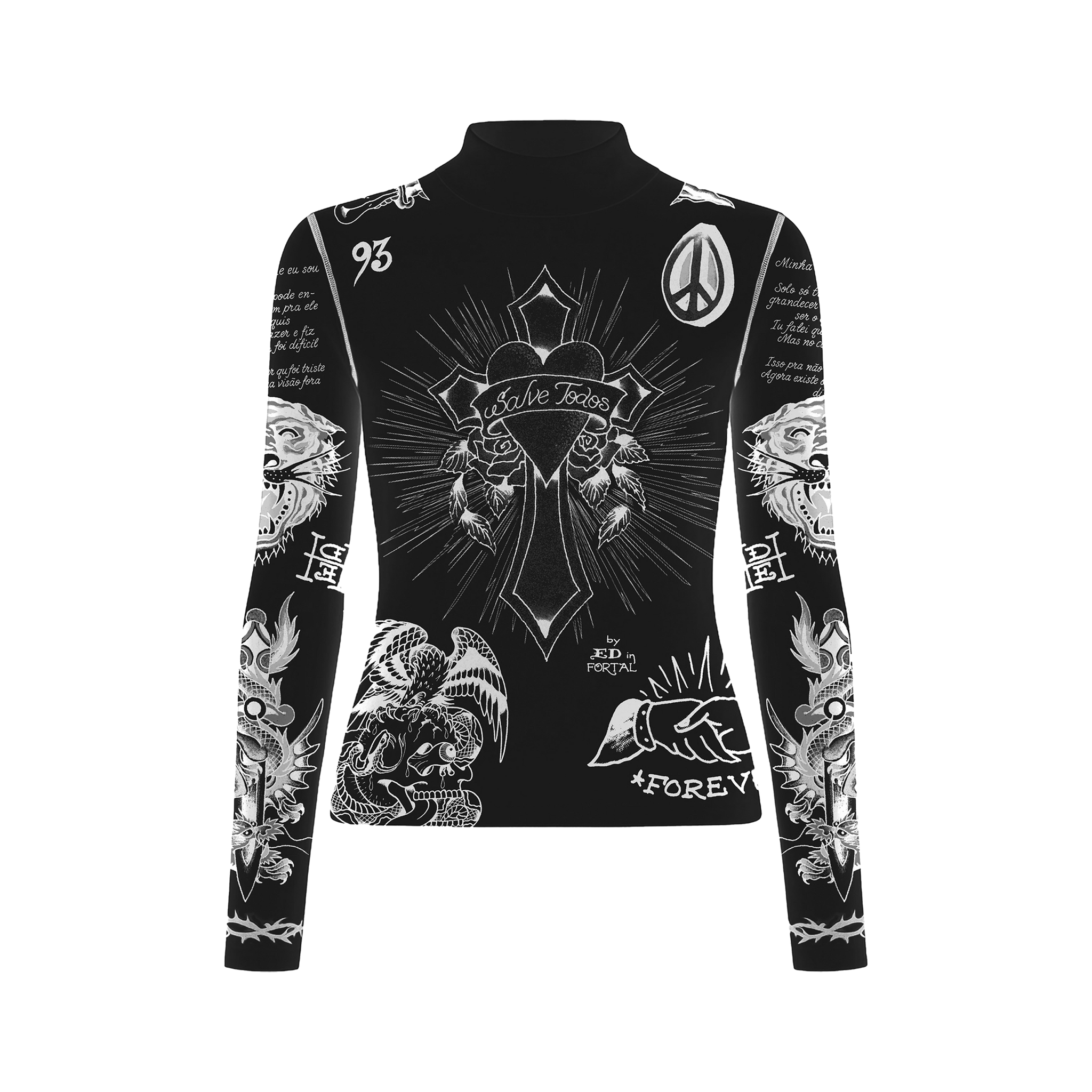 Ed Hardy x Matuê "Tattooed Skin" Tule Feminino Preto