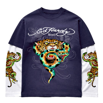 Camiseta Manga Longa Azul "Onça" DROP BRASIL