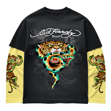 Camiseta Manga Longa Preta "Onça" DROP BRASIL