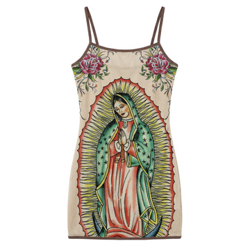 Vestido Tule Santa Maria Tattoo Dress - Bege/Colorido