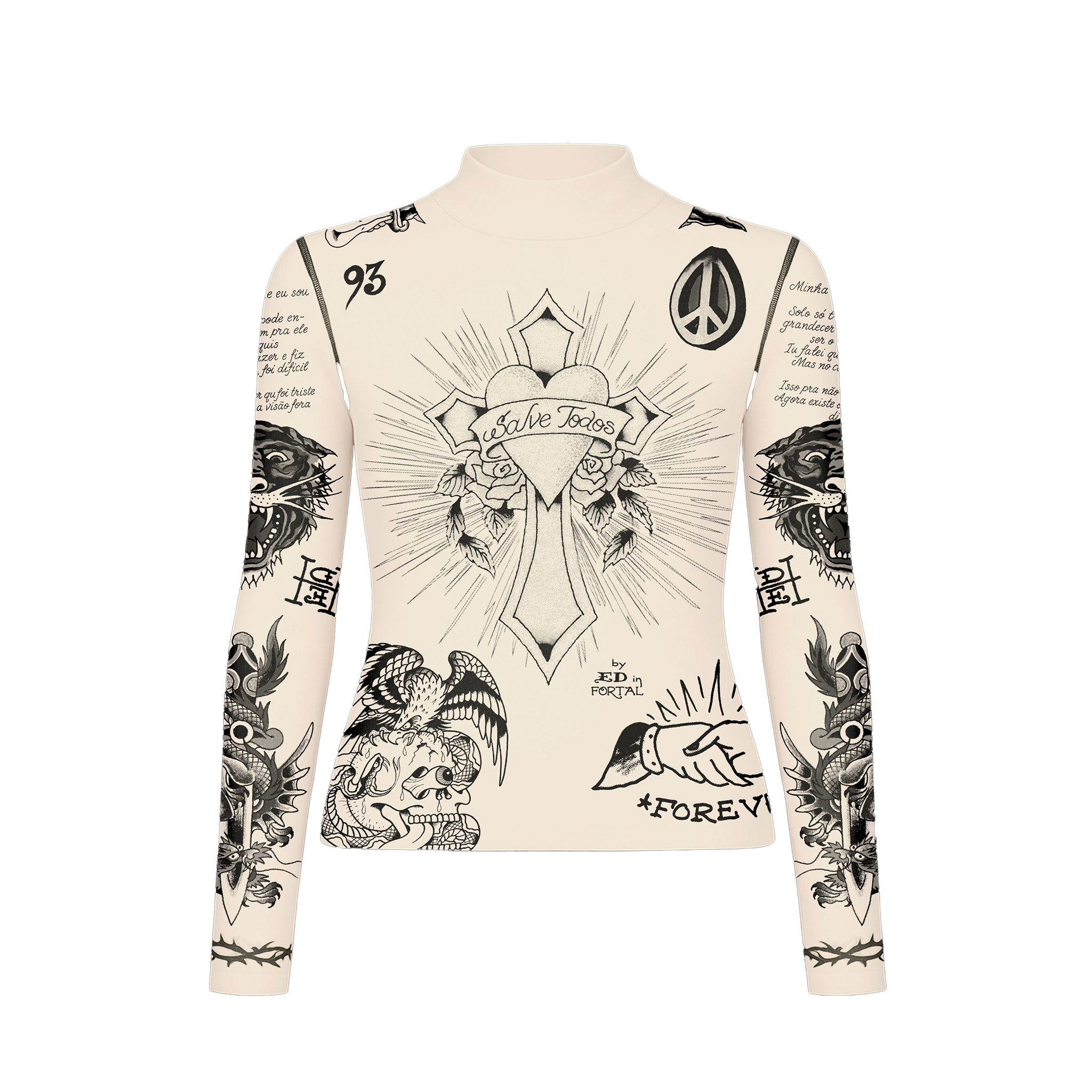 Ed Hardy x Matuê "Tattooed Skin" Tule Feminino Bege