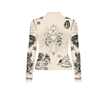 Ed Hardy x Matuê "Tattooed Skin" Tule Feminino Bege