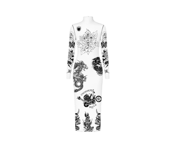 Ed Hardy x Matuê "Tattooed Skin" Vestido de Tule Branco