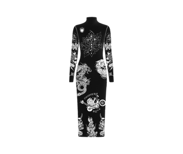 Ed Hardy x Matuê "Tattooed Skin" Vestido de Tule Preto