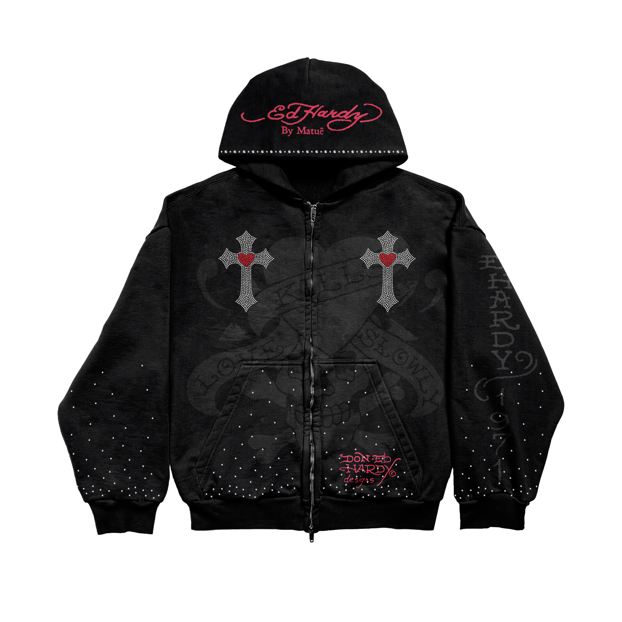 Ed Hardy x Matuê "Cruz" Moletom Zip Up Preto