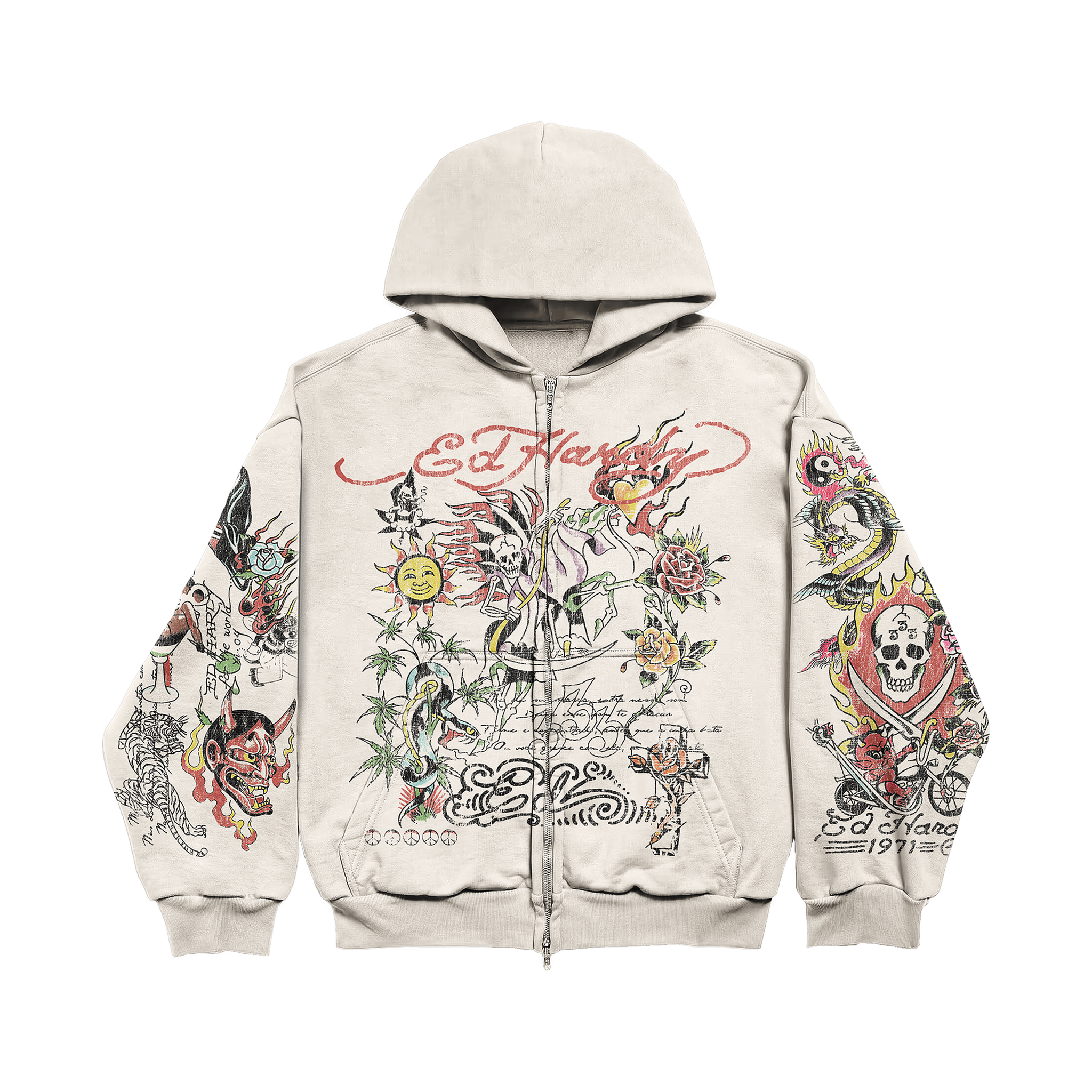 Ed Hardy x Matuê "Fortal" Moletom Zip Up Off White