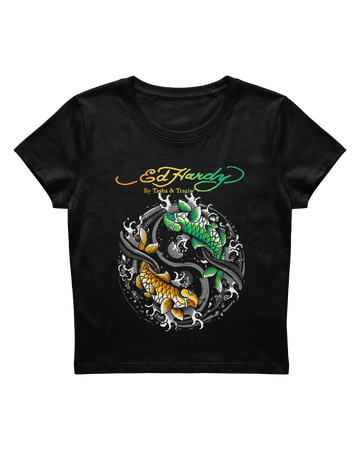 Baby Tee Preta "Yin Yang" Ed Hardy by Tasha & Tracie