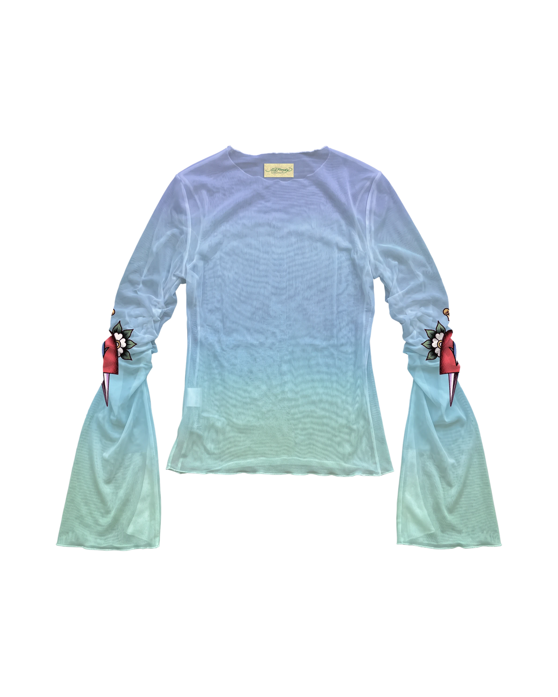 Blusa Manga Longa de Tule Azul Ed Hardy by Tasha & Tracie