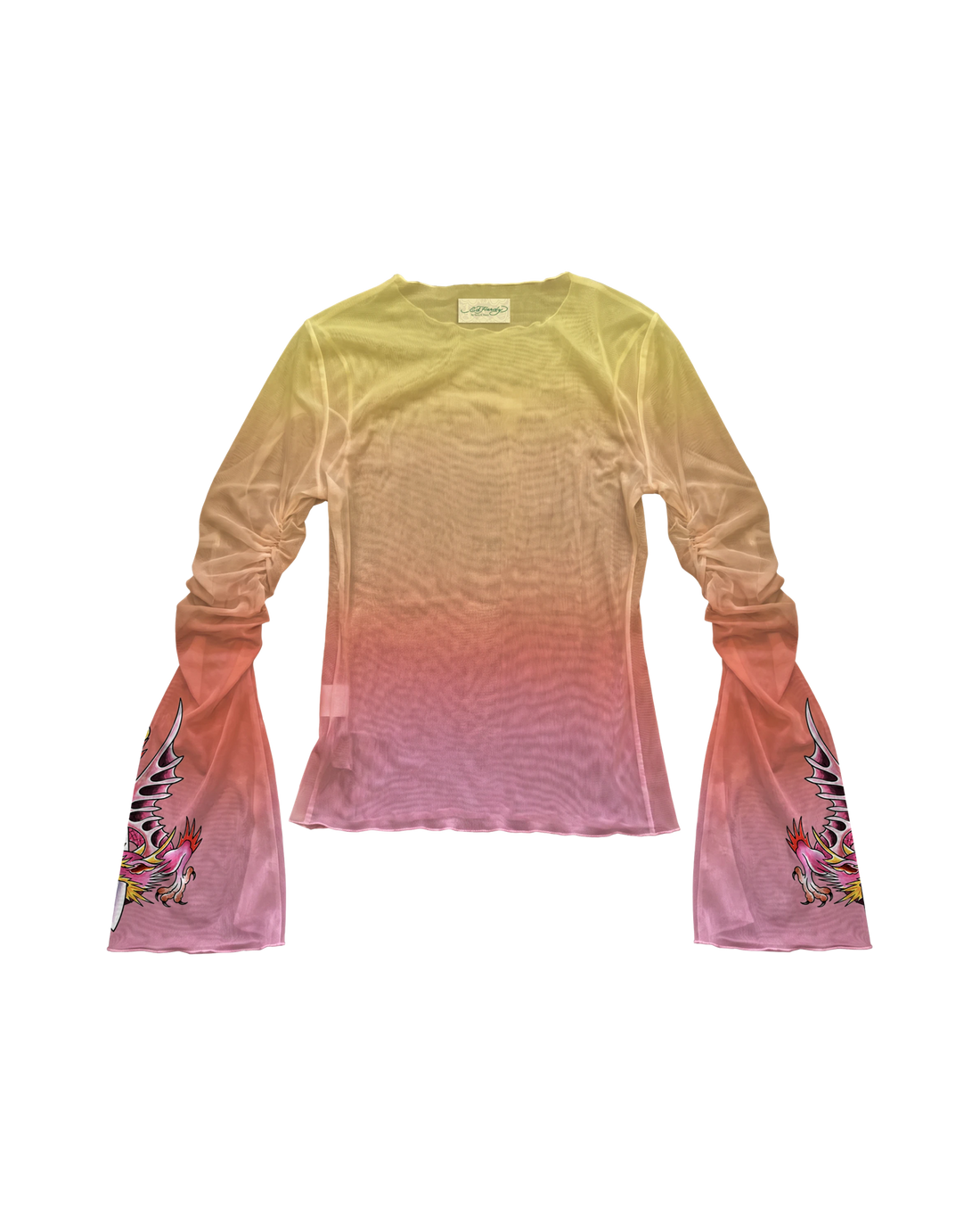 Blusa Manga Longa de Tule Laranja Ed Hardy by Tasha & Tracie