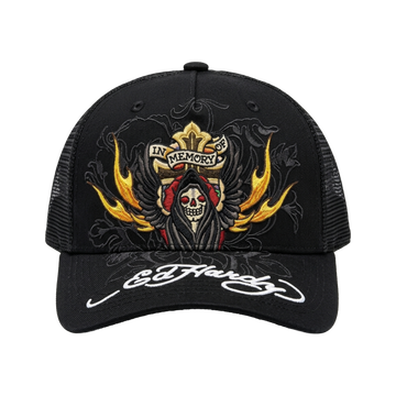 Boné Preto Com Bordado "In Memory Of" Ed Hardy