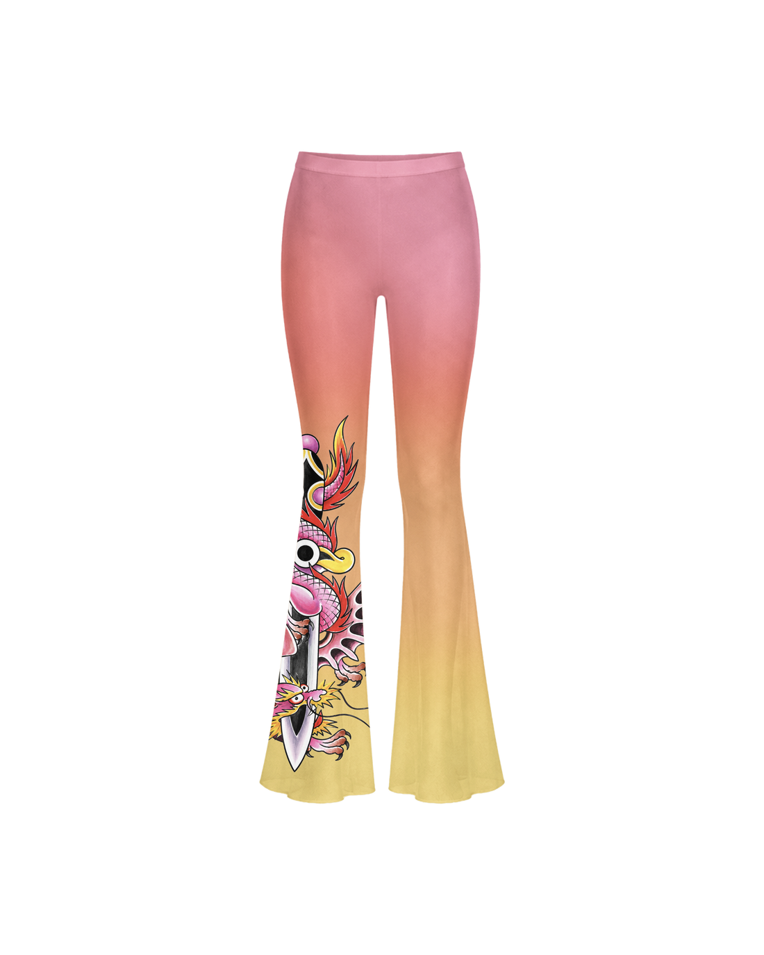 Calça Flare de Tule Laranja Ed Hardy by Tasha & Tracie
