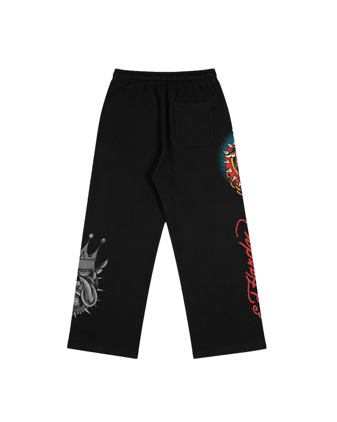 Calça de Moletom Preta "King of Beasts" Ed Hardy & 1OF1 Exclusivist