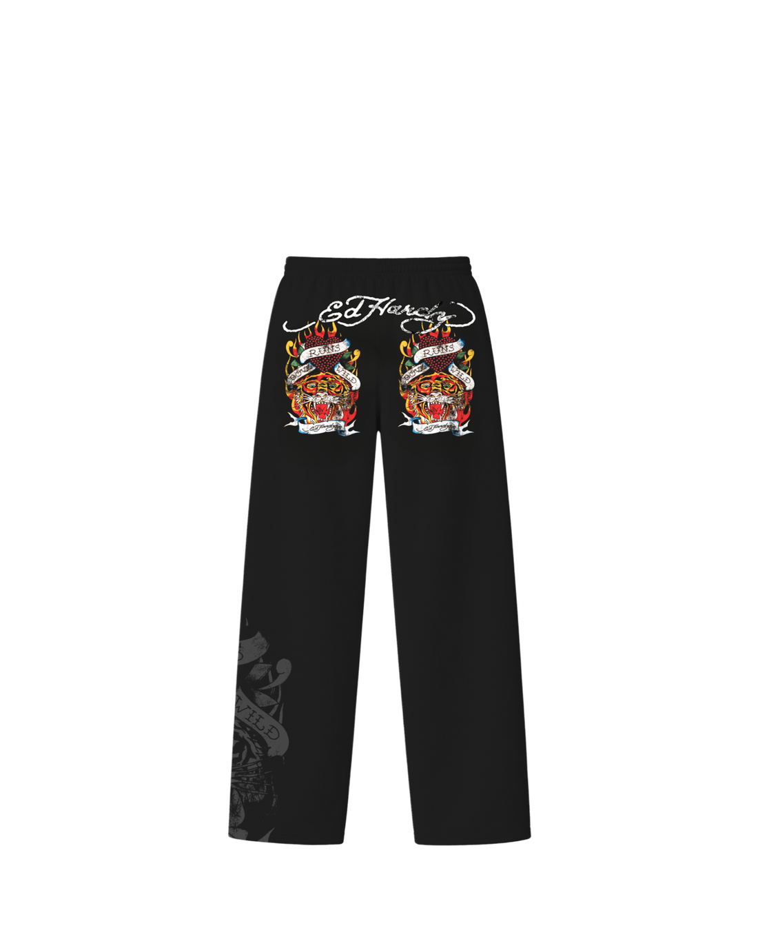 Calça de Moletom Preta Rhinestone "Love Runs Wild" Ed Hardy & 1OF1 Exclusivist