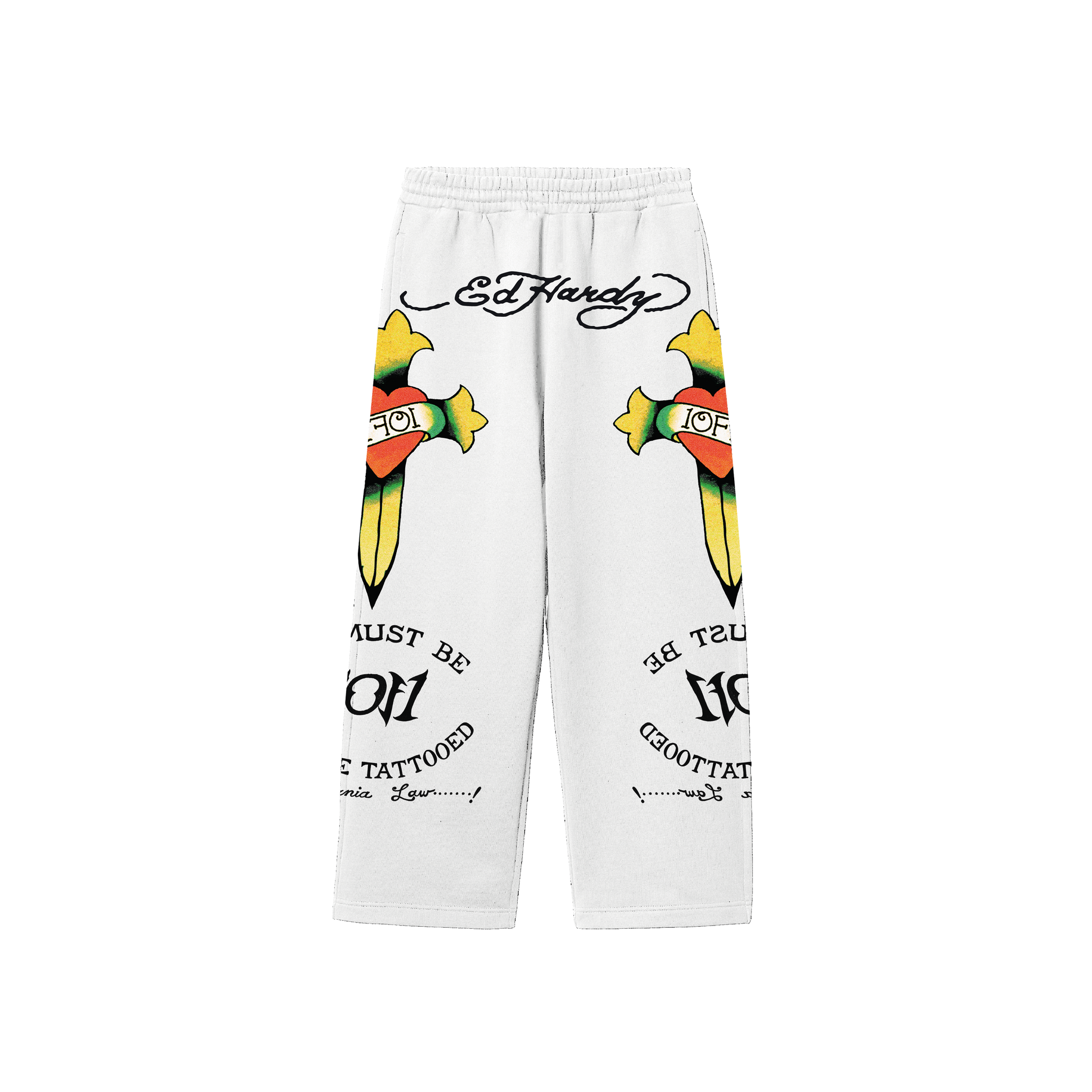 1of1 Ed Hardy "Love Is A Gamble" Off White Sweatpants