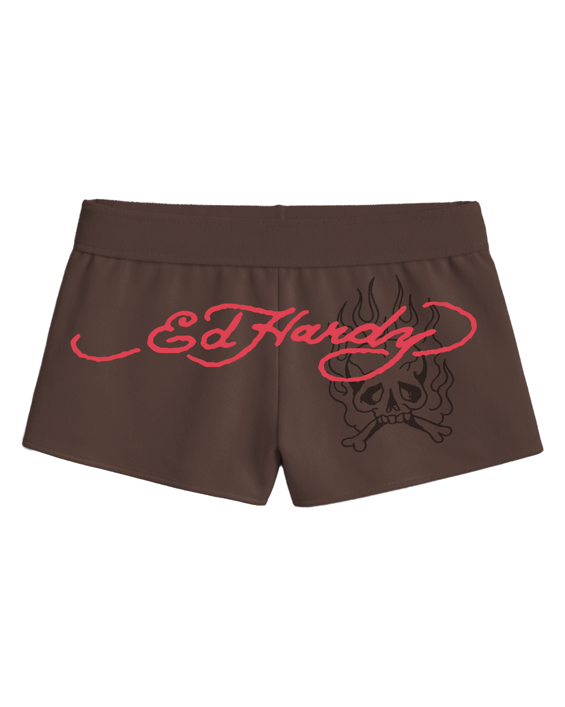 Mini Shorts de Moletom Marrom Ed Hardy by Tasha & Tracie