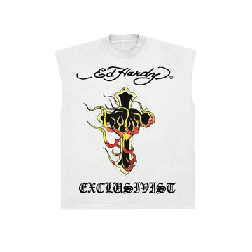1of1 Ed Hardy "Love Religion" Sleeveless Tee Off White