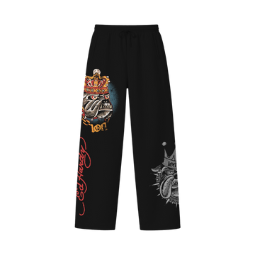 Calça de Moletom Preta "King of Beasts" Ed Hardy & 1OF1 Exclusivist