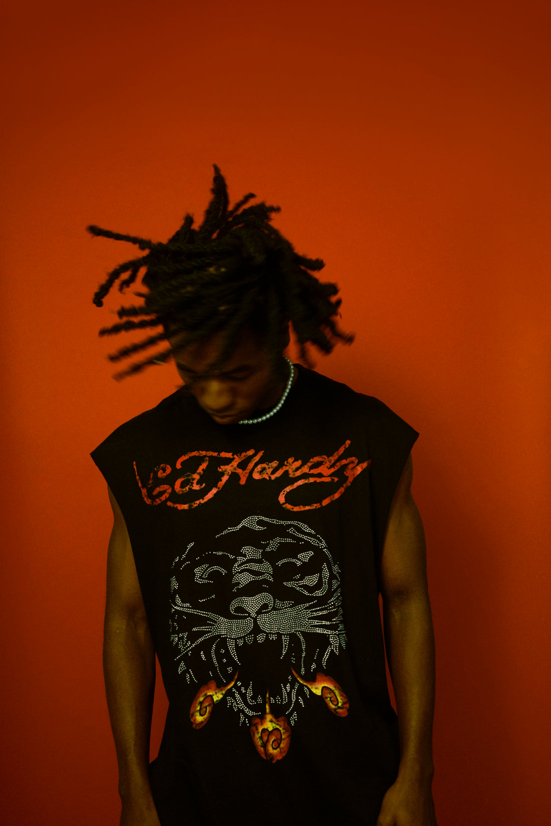 Sleeveless Tee "Tiger Fireball" Black