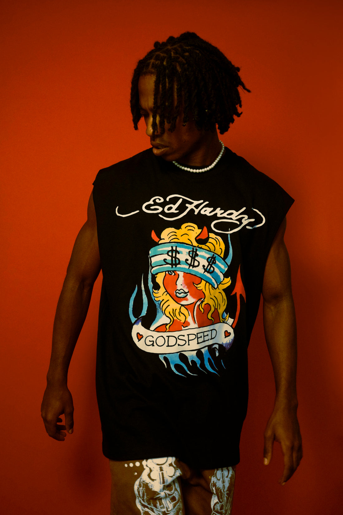 Sleeveless Tee "Godspeed" Black