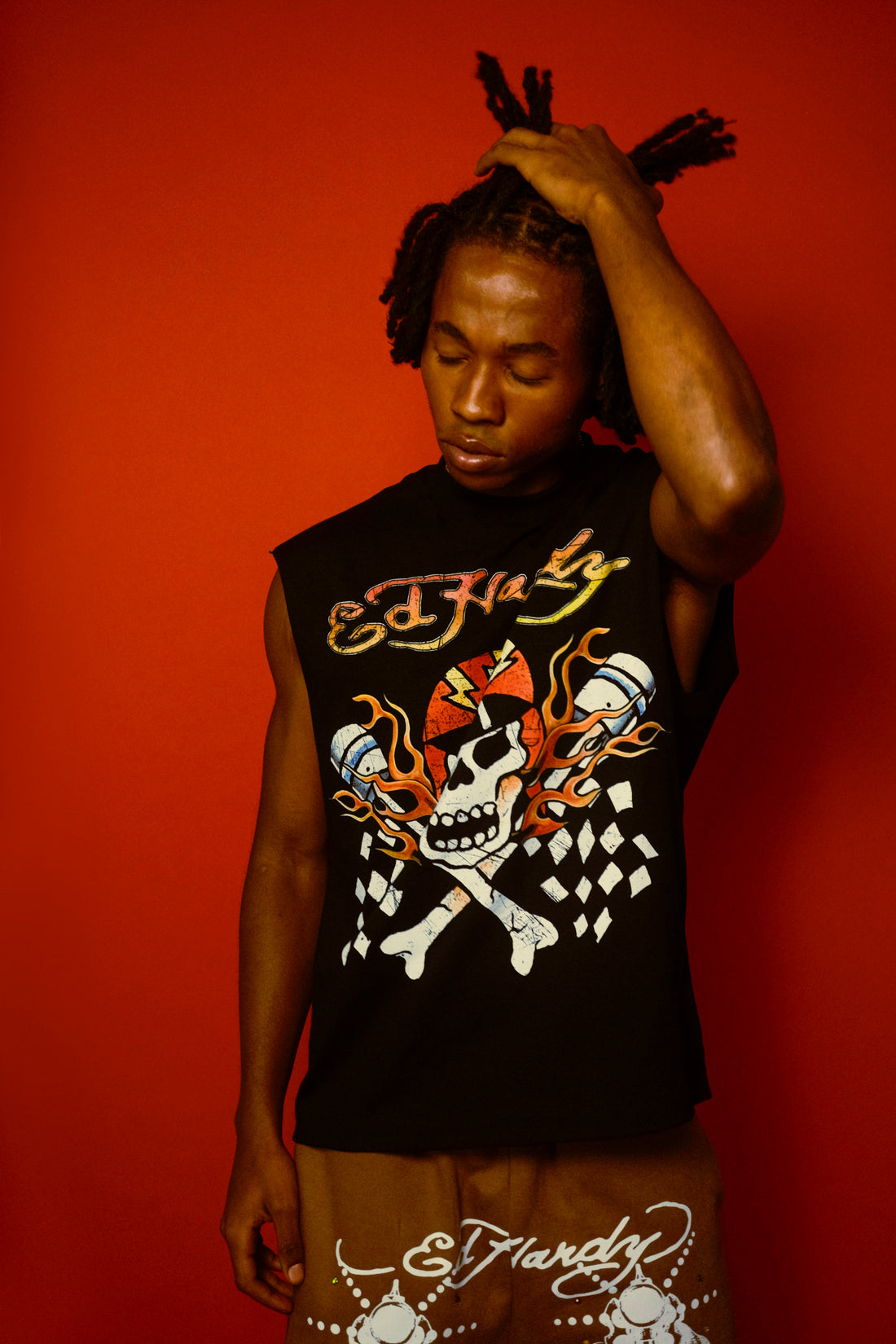 Sleeveless Tee "Skull Racer" Black