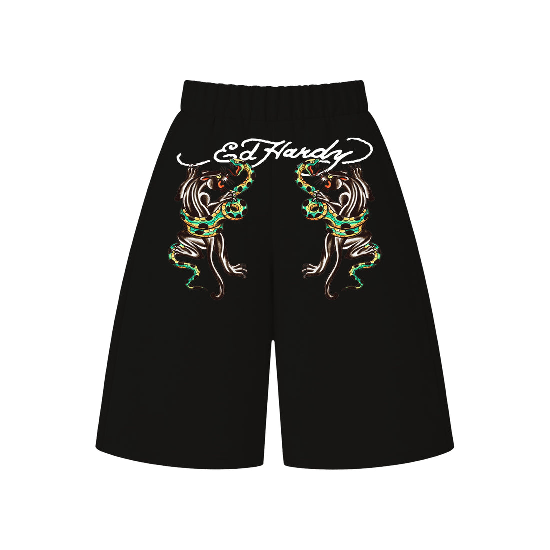 Bermuda de Moletom Preta "Panther Attack"
